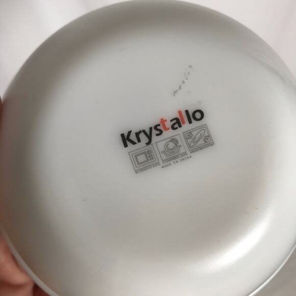 Krystallo Set of 2 Small White Milk Glass Bowls With Floral Accent Bands - Picture 4 of 7